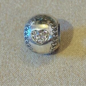 Brighton baseball softball bead Silver with seams and crystal heart Retired